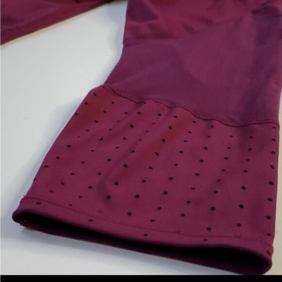 L T ATHLETA CHATARUNGA LASER MESH maroon purple running yoga LEGGINGS LARGE TALL - Picture 7 of 11